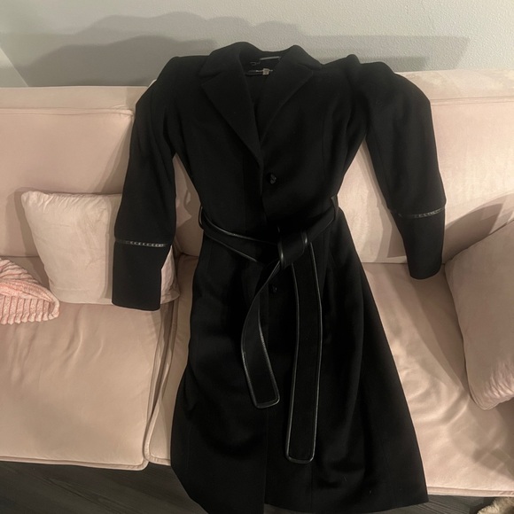 Black Badgley Mischka Full-Length Wool Coat - Picture 3 of 7